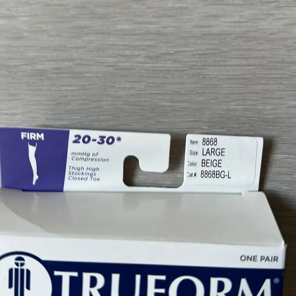 Truform Leg Health Thigh High Closed Toe Stockings / Unisex Beige L NWT in packg